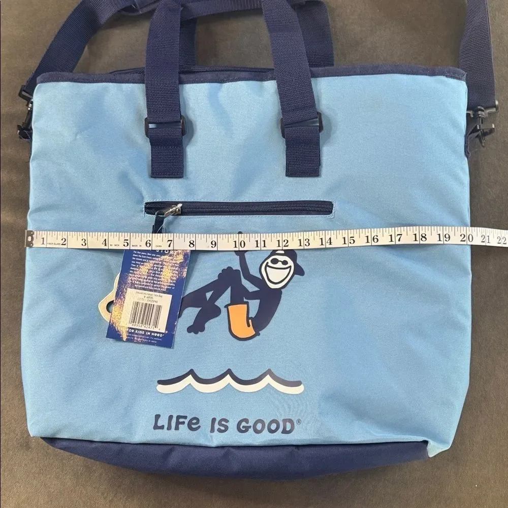 Life Is Good 36 Can Blue Deluxe Insulated Tote Cooler Bag NWT
